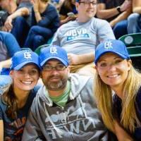 Group photo of 3 in stands at Comerica Park event